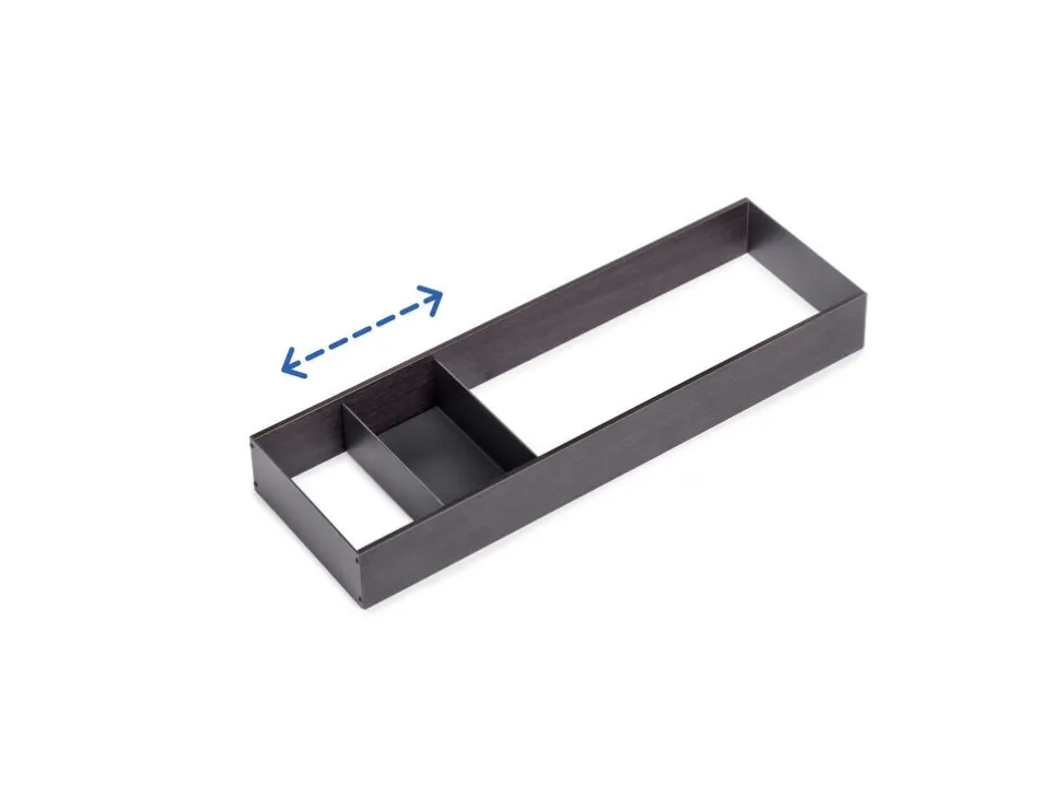 Organizzatore per cassetto Orderbox, 150x470 mm, Acciaio e Legno, Grigio antracite