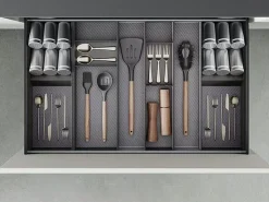 Organizzatore per cassetto Orderbox, 150x470 mm, Acciaio e Legno, Grigio antracite
