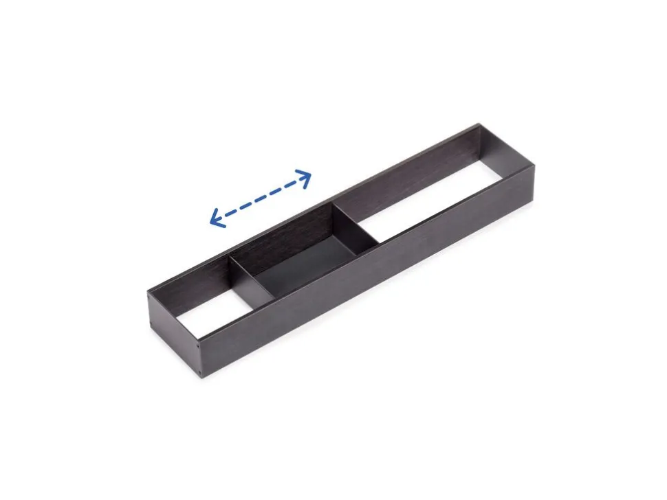 Organizzatore per cassetto Orderbox, 100x470 mm, Acciaio e Legno, Grigio antracite