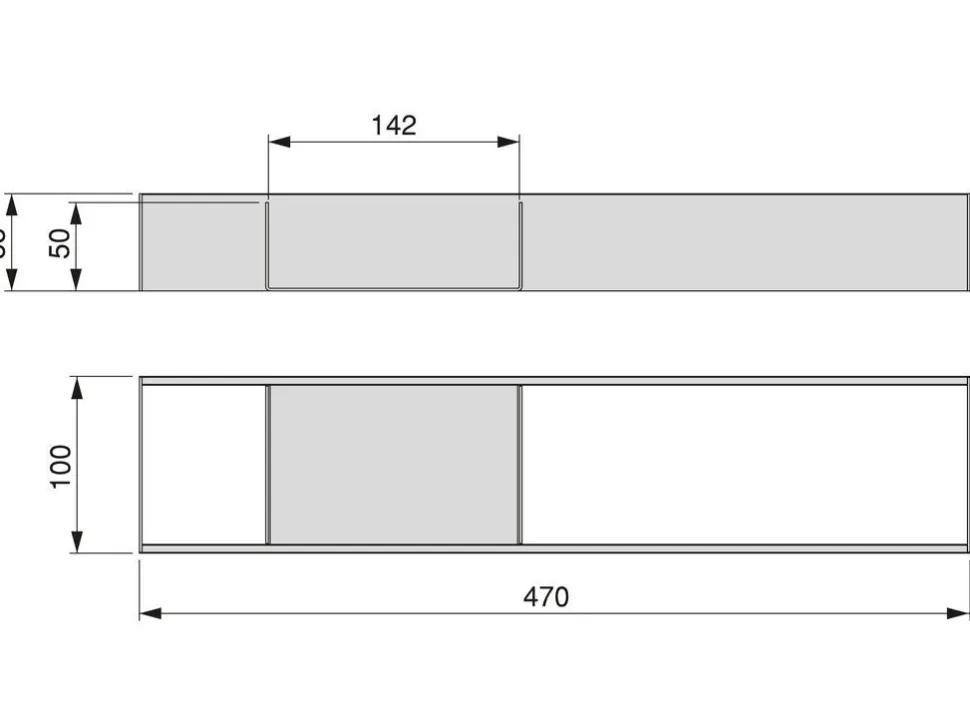 Organizzatore per cassetto Orderbox, 100x470 mm, Acciaio e Legno, Grigio antracite