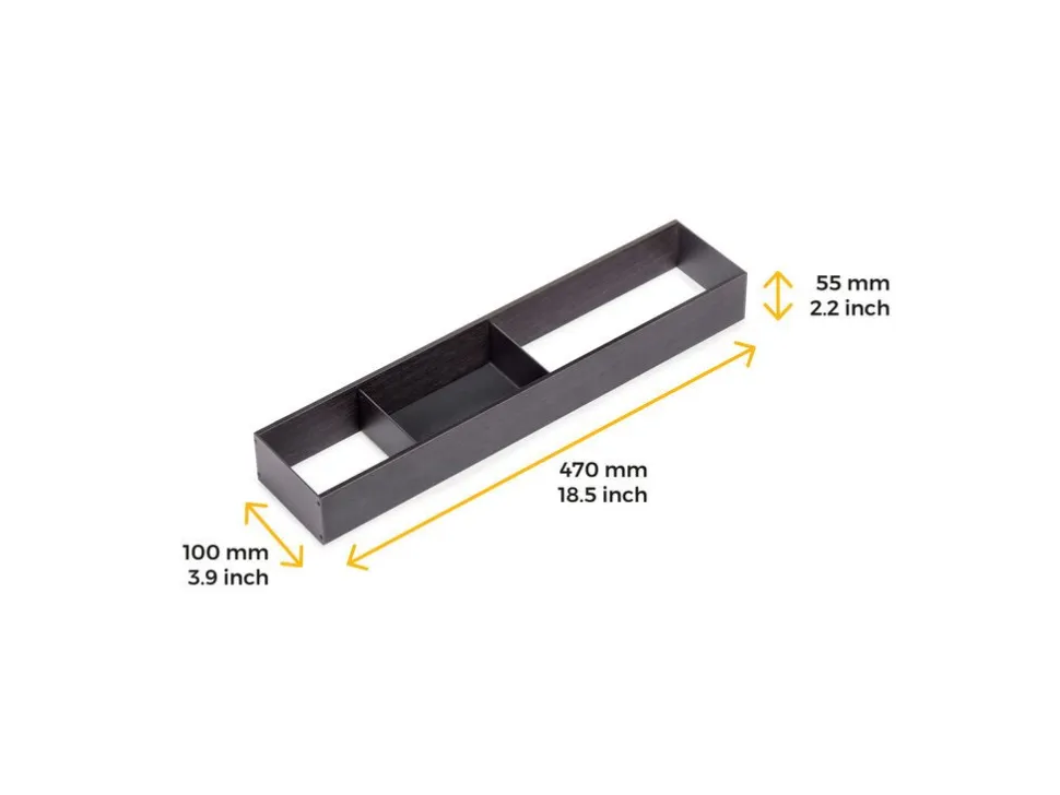 Organizzatore per cassetto Orderbox, 100x470 mm, Acciaio e Legno, Grigio antracite