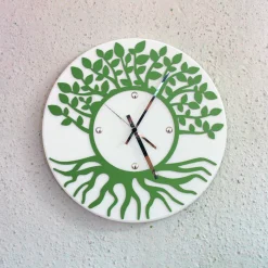 Orologio da parete albero della vita - bianco / verde scuro