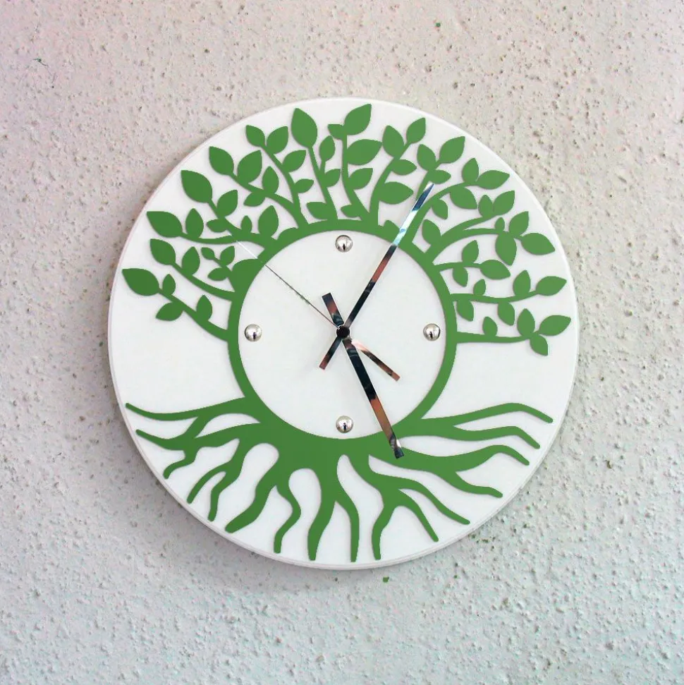 Orologio da parete albero della vita - bianco / verde scuro