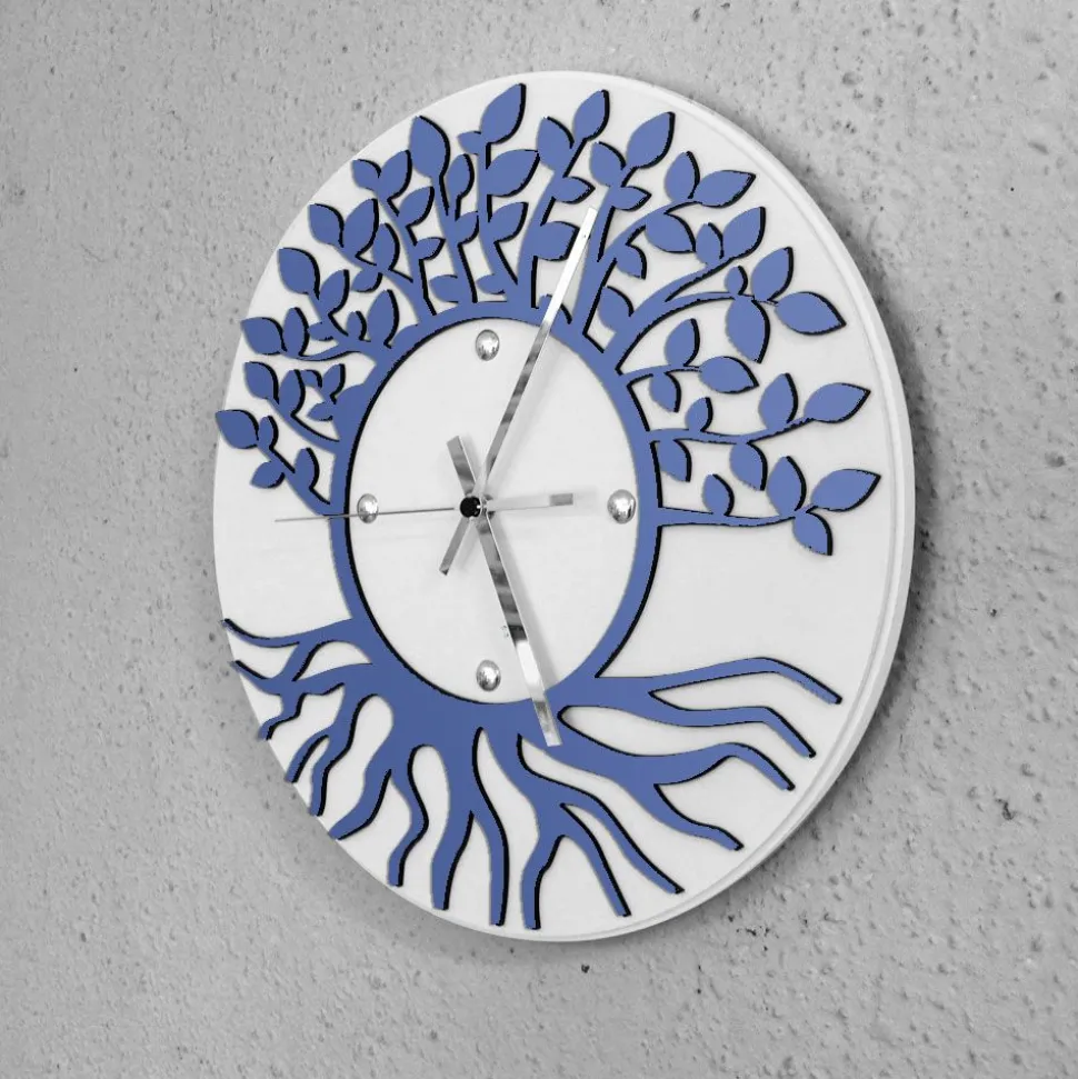 Orologio da parete albero della vita - Bianco / azzurro