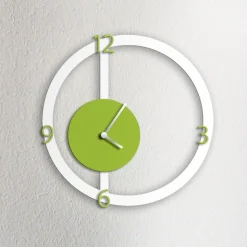 Orologio da parete HALO, bianco e verde acido