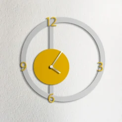 Orologio da parete HALO, grigio e giallo ocra
