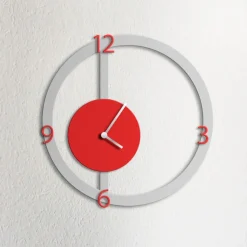 Orologio da parete HALO, grigio e rosso