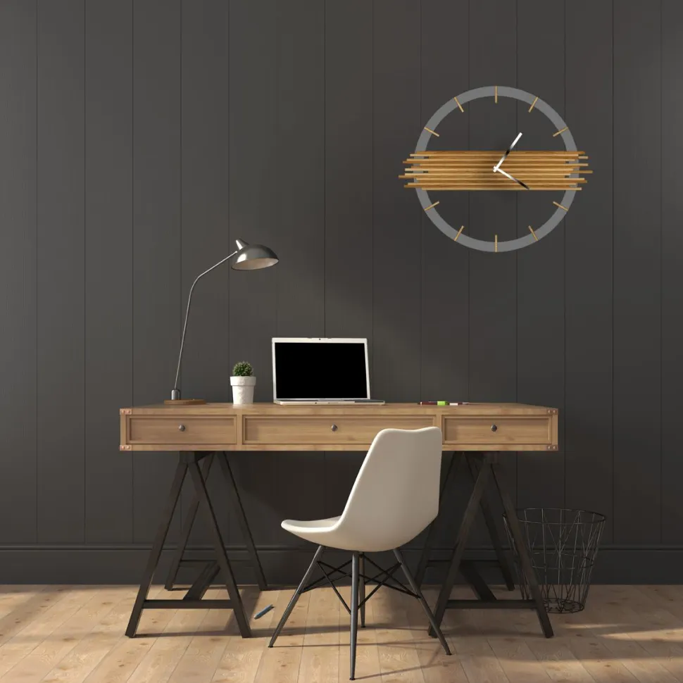 Orologio da parete URBAN antracite / rovere