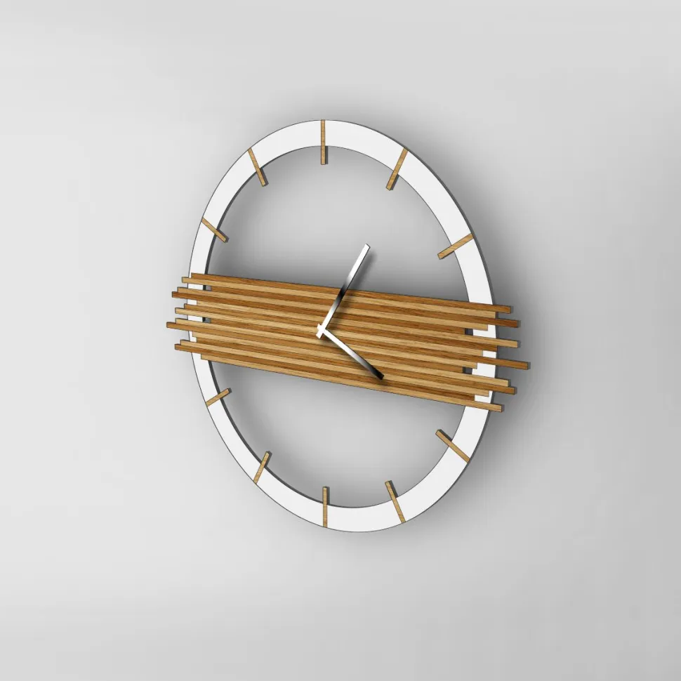 Orologio da parete URBAN bianco / rovere