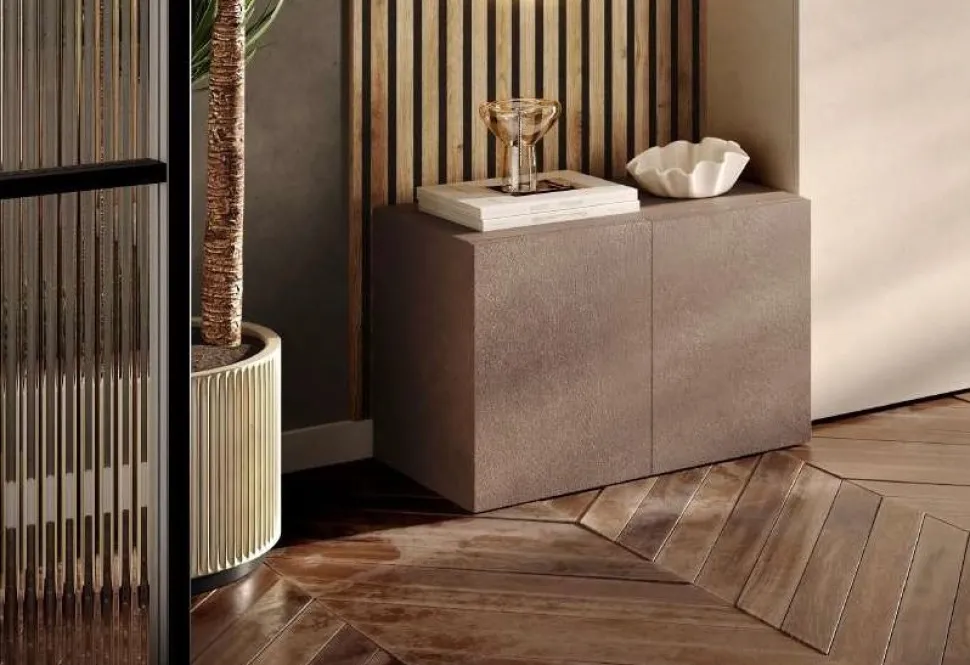 Panca moderna 2 ante battenti finitura Argilla disponibile in 4 colori