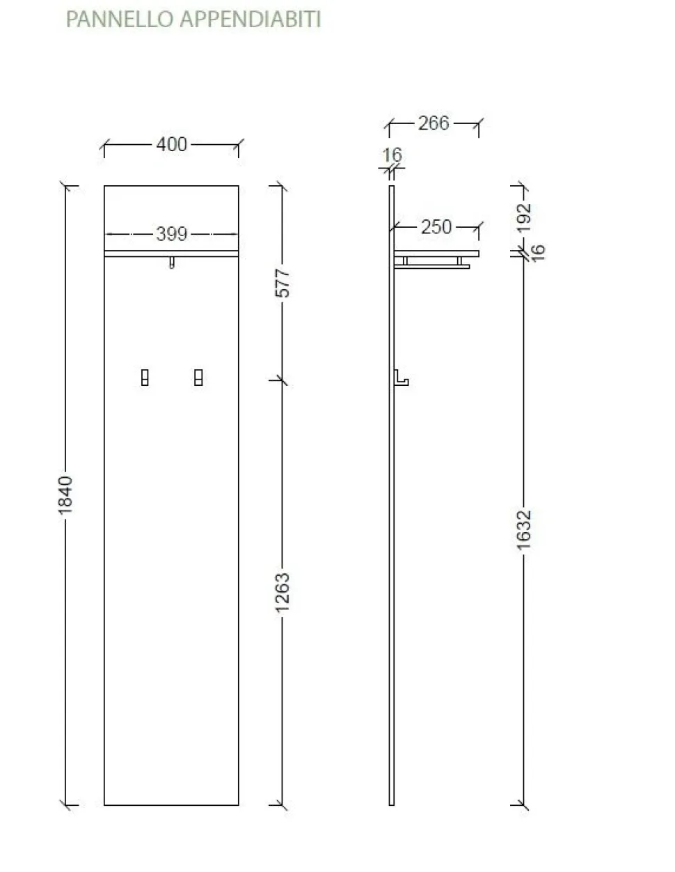 Pannello Appendiabiti da ingresso linea Combo in finitura Bianco Lucido