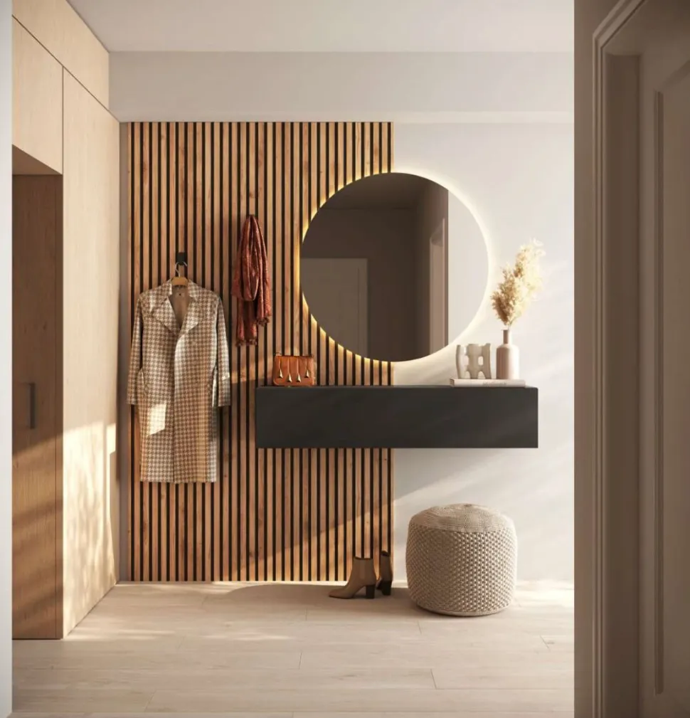 Pannello dogato Rovere chiaro con appendiabiti disponibile in varie misure