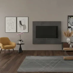 Pannello porta TV sospeso finitura Nodato Chiaro Spessore 5 cm disponibile in vari colori