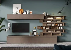 Parete attrezzata Adrien linea Arte in finitura Rovere Mercure e Bronzo