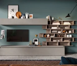Parete attrezzata Adrien linea Arte in finitura Argilla e Bronzo
