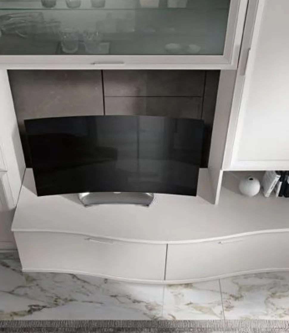 Parete attrezzata Alina linea Prevaling finitura Bianco Frassino