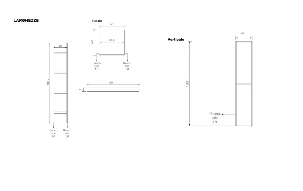 Parete attrezzata Bianco Altea e Oro moderna e componibile con porta tv sospeso e liberie disponibile in vari colori