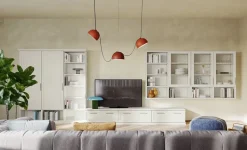 Parete attrezzata classica con librerie e vetrine sospese linea Motivi disponibile in vari colori