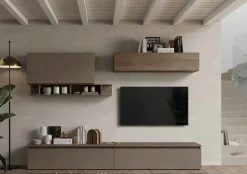 Parete attrezzata Claus linea Arte in finitura Bronzo e Rovere Mercure