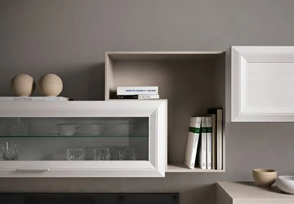 Parete Attrezzata Cole - Linea Prevaling (Canapa e Bianco Frassino personalizzabile)