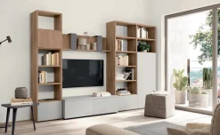 Parete attrezzata componibile Rovere e Grigio chiaro Paris linea Zafferano 15 colorazioni