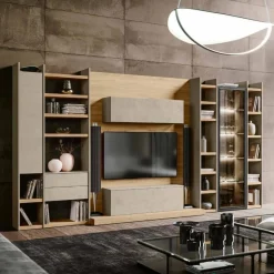 Parete attrezzata componibile moderna con librerie Slivia disponibile in vari colori
