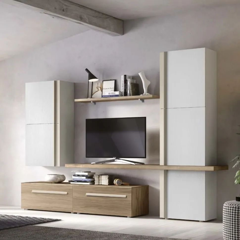 Parete attrezzata Elik II linea Domino in Noce Bianco