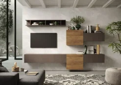 Parete attrezzata Eos linea Arte in finitura Rovere Mercure e Bronzo
