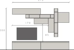 Parete attrezzata Icaro linea Arte in finitura Rovere Mercure,Argilla e Bronzo