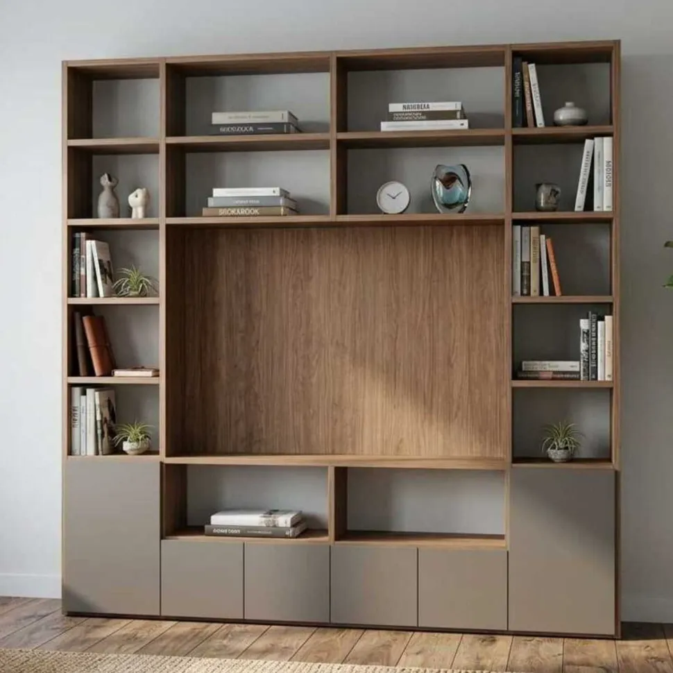 Parete Attrezzata Libreria con vano TV e ante – Colori Personalizzabili