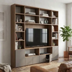 Parete Attrezzata Libreria con vano TV e ante – Colori Personalizzabili