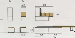 Parete attrezzata moderna Carmen linea Nais disponibile in vari colori