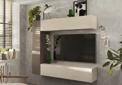 Parete attrezzata moderna con pensili sospesi disponibile in vari colori linea Arte