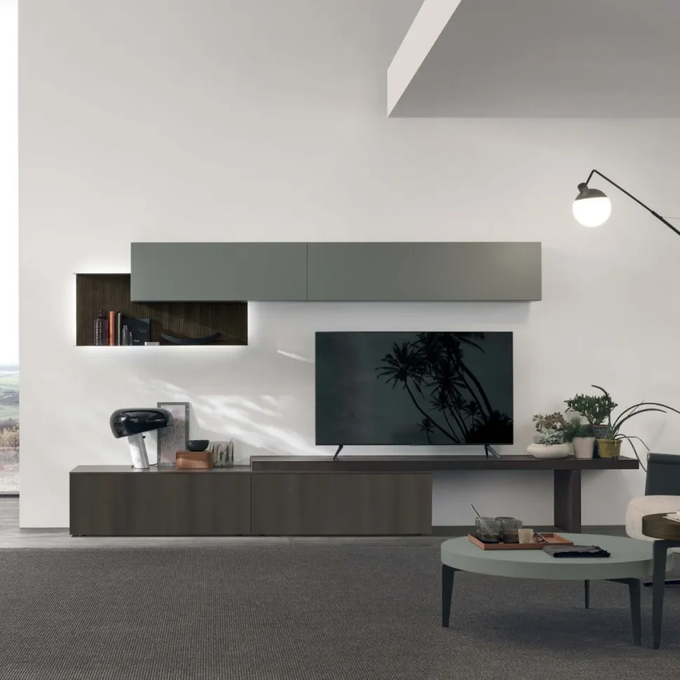 Parete attrezzata moderna componibile Slot linea Nais disponibile in vari colori