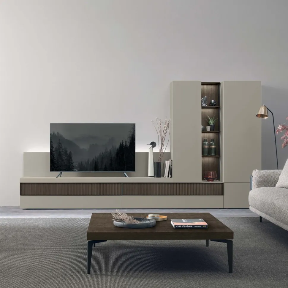 Parete attrezzata moderna componibile Ellen linea Nais disponibile in vari colori