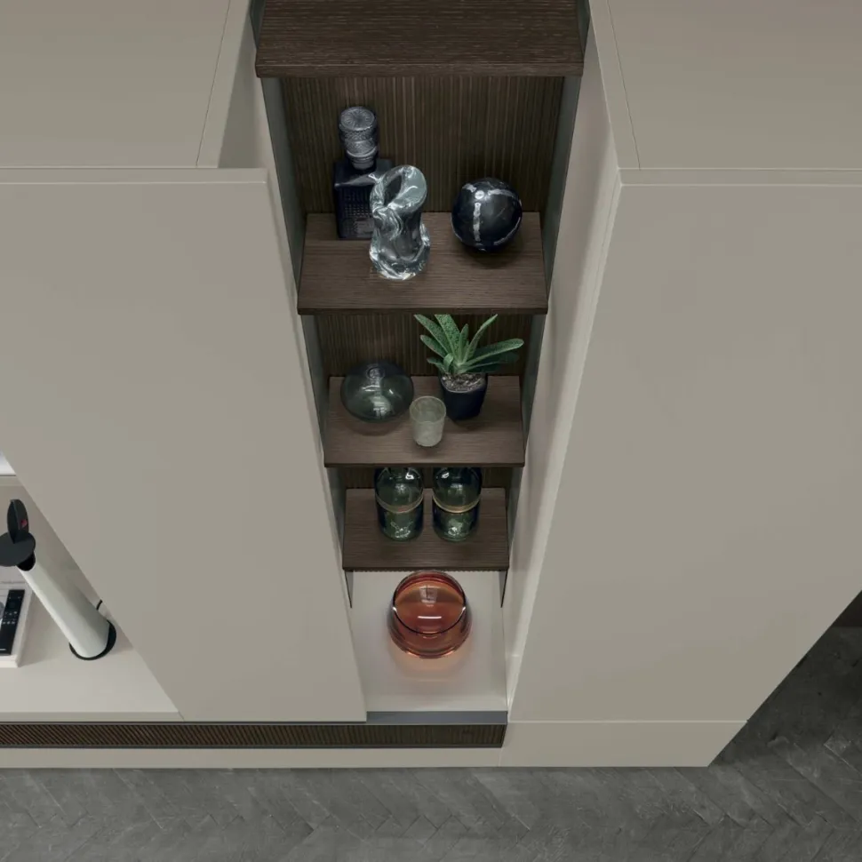Parete attrezzata moderna componibile Ellen linea Nais disponibile in vari colori