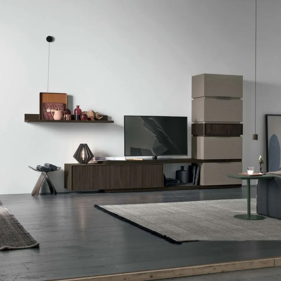 Parete attrezzata moderna componibile Kate linea Nais disponibile in vari colori
