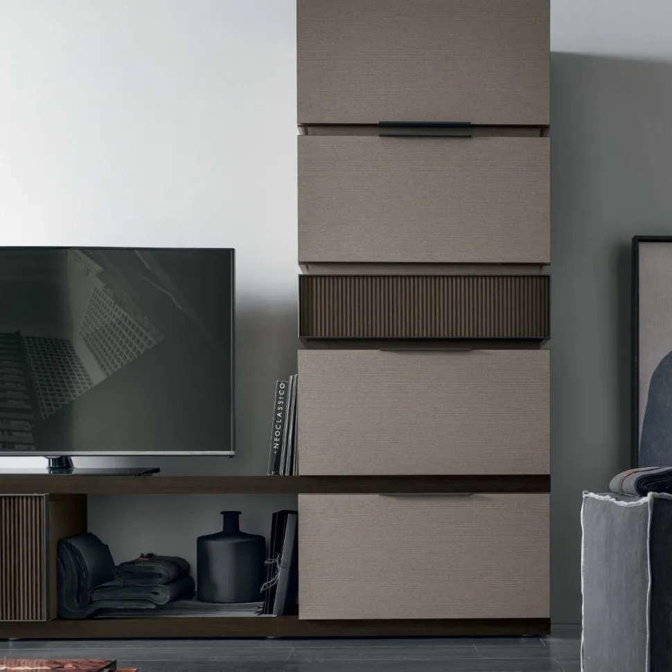 Parete attrezzata moderna componibile Kate linea Nais disponibile in vari colori