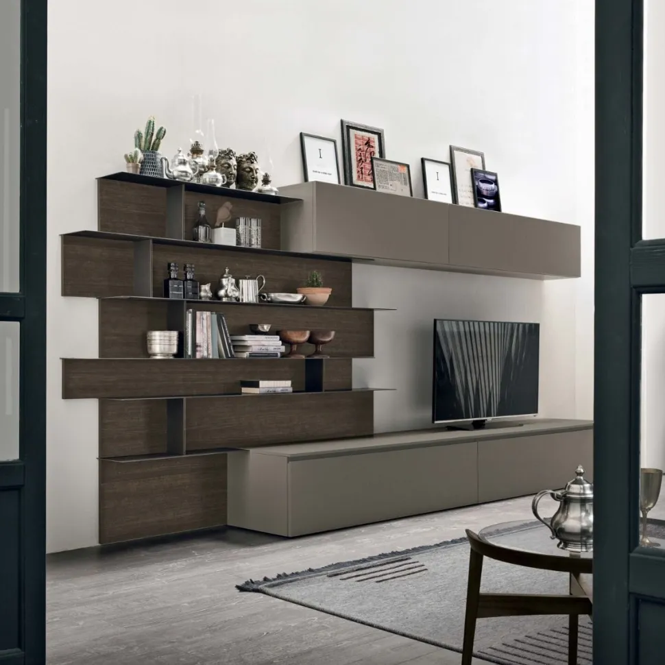 Parete attrezzata moderna componibile Iago linea Nais disponibile in vari colori
