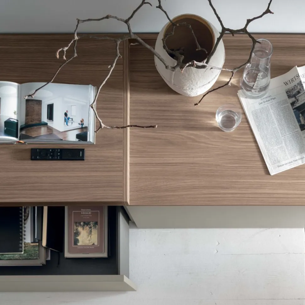 Parete attrezzata moderna componibile Amber linea Nais disponibile in vari colori