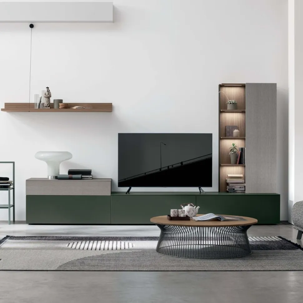Parete attrezzata moderna componibile Marte linea Nais disponibile in vari colori
