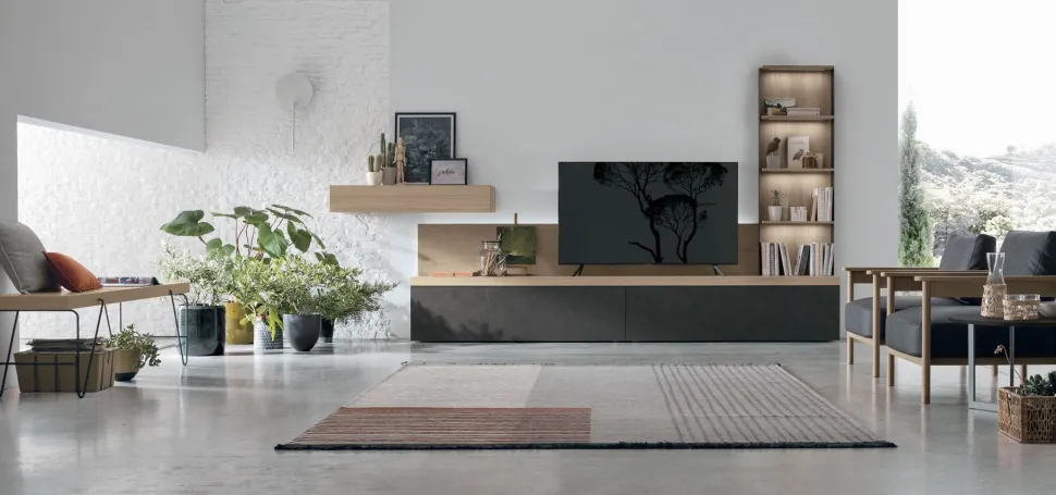 Parete attrezzata moderna componibile Darko linea Nais disponibile in vari colori