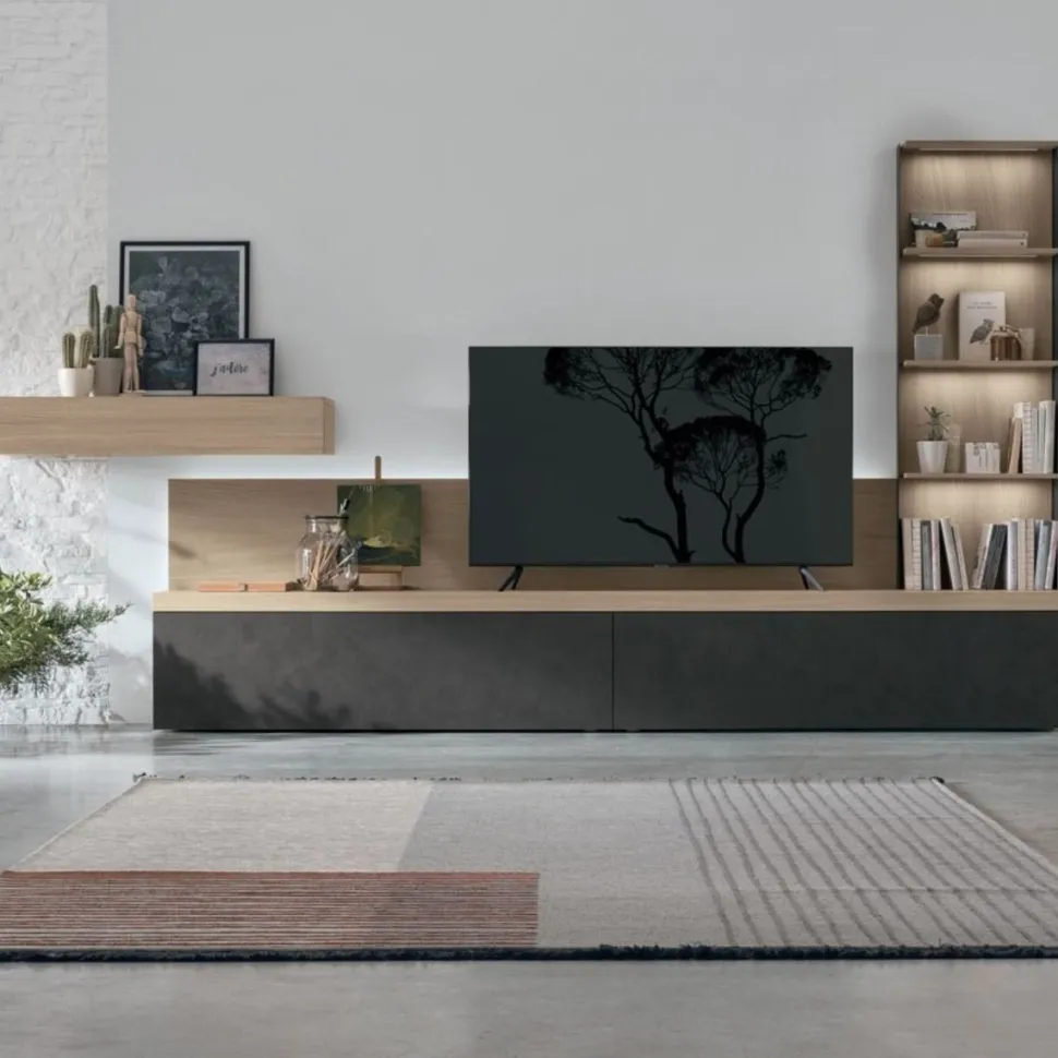 Parete attrezzata moderna componibile Darko linea Nais disponibile in vari colori