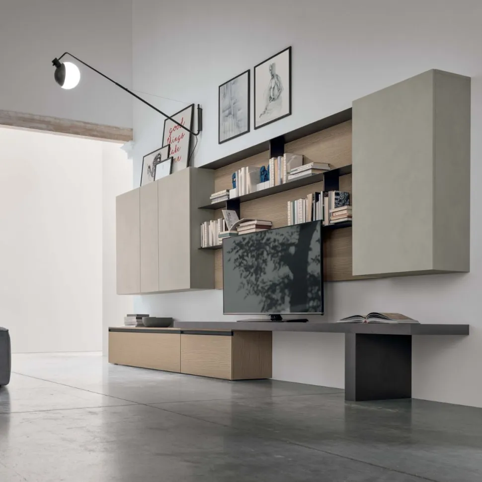 Parete attrezzata moderna componibile Dust linea Nais disponibile in vari colori