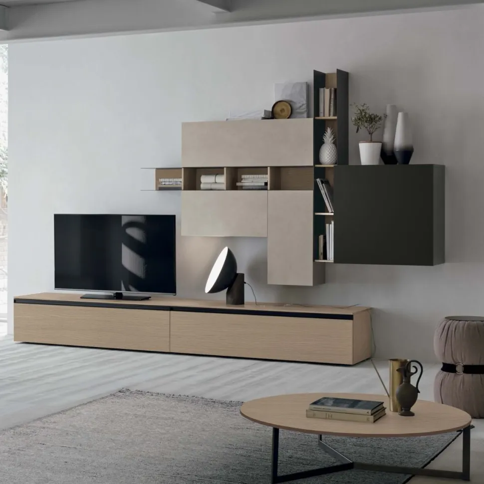 Parete attrezzata moderna componibile Licia linea Nais disponibile in vari colori