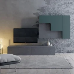 Parete attrezzata moderna con pensili Brasilia linea Nais disponibile in vari colori