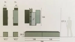 Parete attrezzata moderna con pensili Vania linea Nais disponibile in vari colori