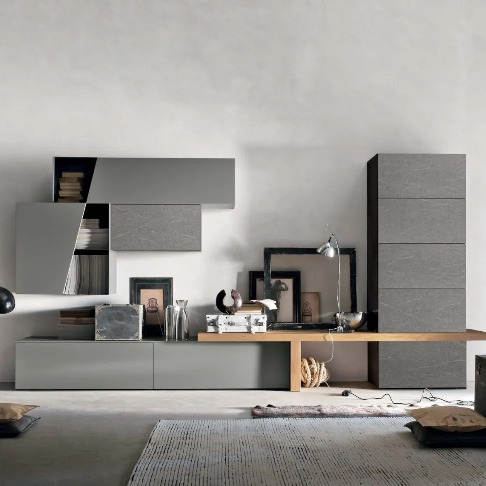 Parete attrezzata moderna componibile Max linea Nais disponibile in vari colori