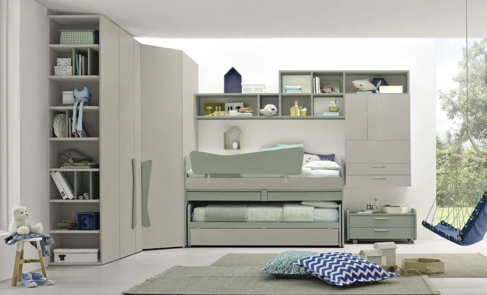 Parete attrezzata moderna componibile Cooper linea Nais disponibile in vari colori