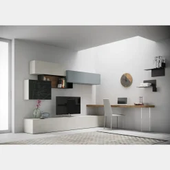 Parete attrezzata moderna con scrivania angolare linea Nais disponibile in vari colori